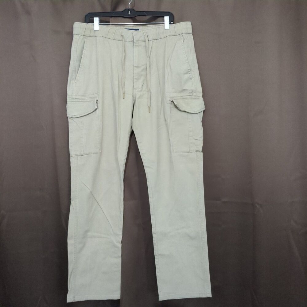 US Polo Cargo Pants Beige Drawstring Pony Preppy Paratrooper Stretch Mens XL